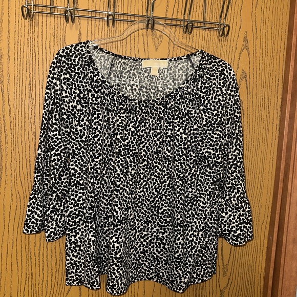 Michael Kors Black and White Leopard Print Blouse - Picture 1 of 1